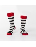 Cream and black striped men\'s socks SM21 - Online store - Boutique